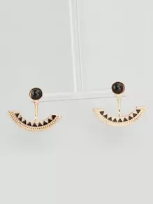 圓形裝飾耳夾 - 黑色 - 查看 7