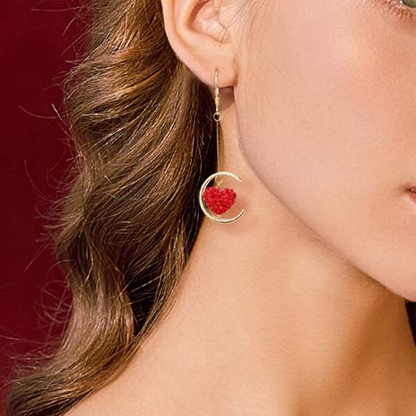 

18K Gold Plated Heart Decor Drop Earrings