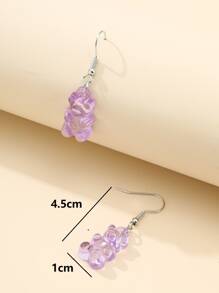 熊裝飾耳墜 - 紫色 - 查看 3