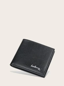 Baellerry Billetera plegable para hombre con gráficos de letras, bolsillo para billetera, monedero pequeño, ventana de identificación, diseño delgado. Regalos para papá, trabajadores de oficina de cuello blanco y hombres universitarios para el trabajo, negocios, viajes y aniversarios de cumpleaños. Regalos del día de San Valentín. - Negro - Ver 1