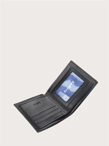 Baellerry Billetera plegable para hombre con gráficos de letras, bolsillo para billetera, monedero pequeño, ventana de identificación, diseño delgado. Regalos para papá, trabajadores de oficina de cuello blanco y hombres universitarios para el trabajo, negocios, viajes y aniversarios de cumpleaños. Regalos del día de San Valentín. - Negro - Ver 3