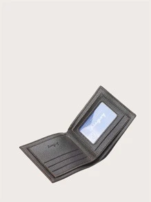 Baellerry Billetera plegable con gráfico de letras para hombre, billetera de bolsillo, monedero pequeño, ventana de identificación, billetera delgada para hombre, regalos para papá - Café integral - Ver 3