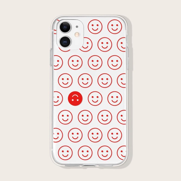 

Cartoon Face Phone Case, Red and white
