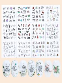 12sheets Christmas Cartoon Graphic Nail Art Sticker - Multicolor - View 2