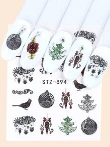 12sheets Christmas Cartoon Graphic Nail Art Sticker - Multicolor - View 6