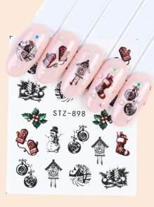 12sheets Christmas Cartoon Graphic Nail Art Sticker - Multicolor - View 4