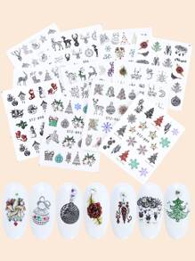 12sheets Christmas Cartoon Graphic Nail Art Sticker - Multicolor - View 8
