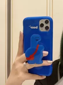 帶字母圖案的手機套，配有卡通式推出手機握把，適用於iPhone 15/15 Plus /15 Pro /15 Promax - 彩色 - 查看 1