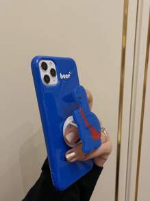 帶字母圖案的手機套，配有卡通式推出手機握把，適用於iPhone 15/15 Plus /15 Pro /15 Promax - 彩色 - 查看 2