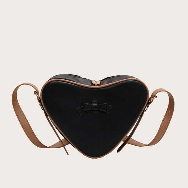 

Bow Decor Heart Design Novelty Bag, Black
