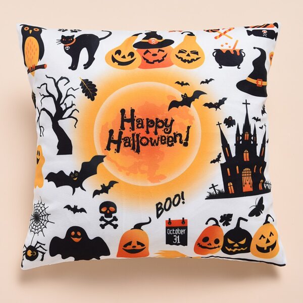 

Halloween Print Cushion Cover Without Filler, Multicolor