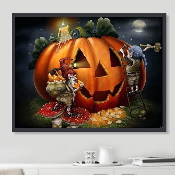 

Halloween Pumpkin DIY Diamond Unframed Painting, Multicolor