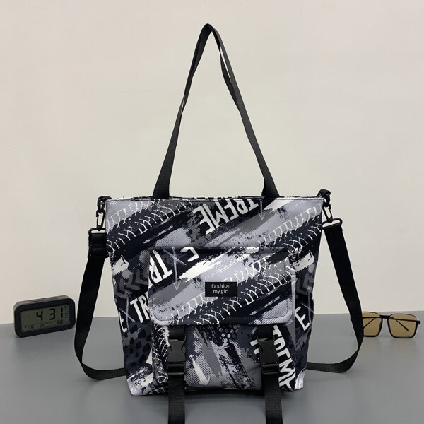 

Letter Graphic Tote Bag, Multicolor