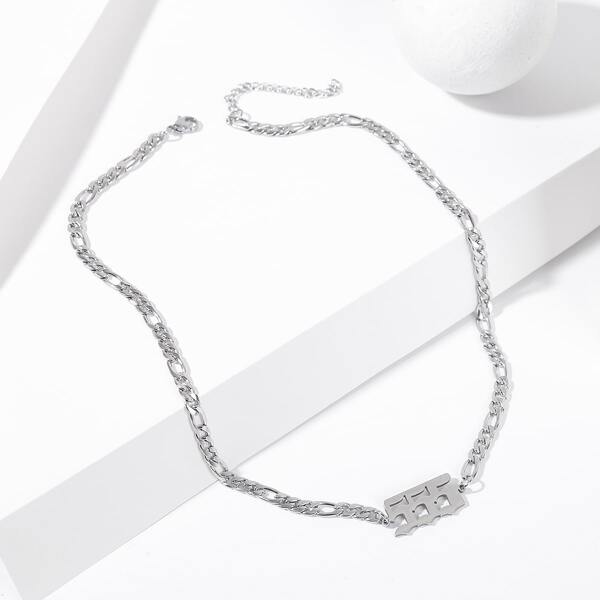 

Number Charm Necklace, Silver