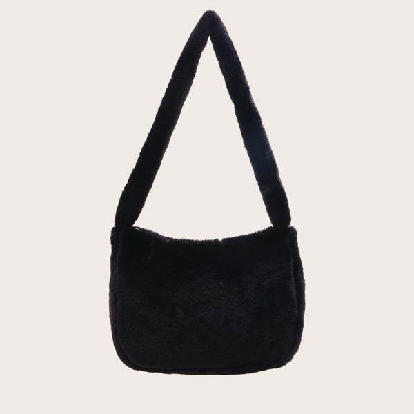 

Minimalist Fluffy Shoulder Bag, Black
