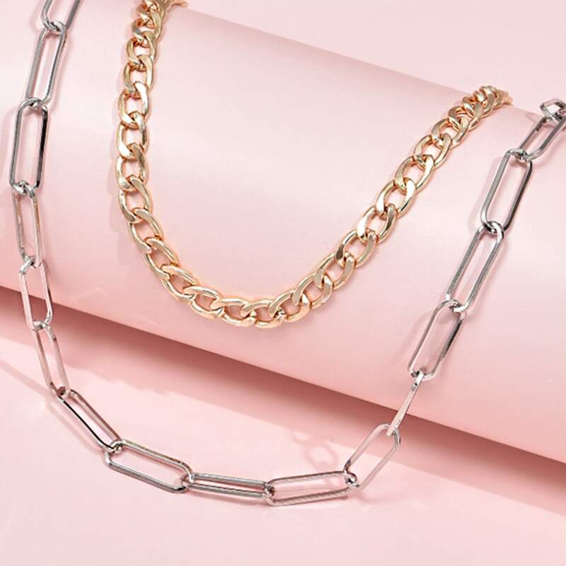 

2pcs Minimalist Chain Necklace, Gold