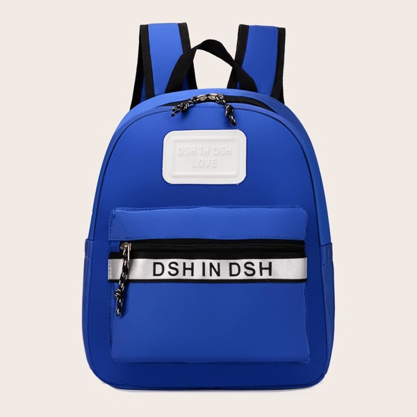 

Boys Letter Graphic Pocket Front Backpack, Blue