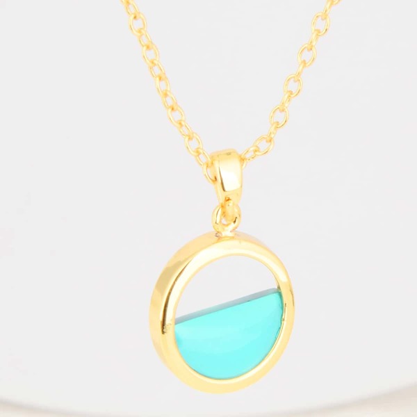

18K Gold Plated Round Charm Necklace, Blue