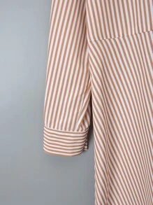 Girls Striped Print Frill Trim Shirt Dress - Multicolor - View 5