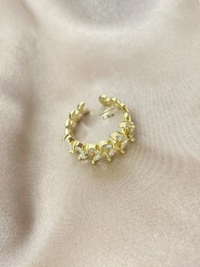 1pc Leaf Decor Cuff Ring Copper Jewelry