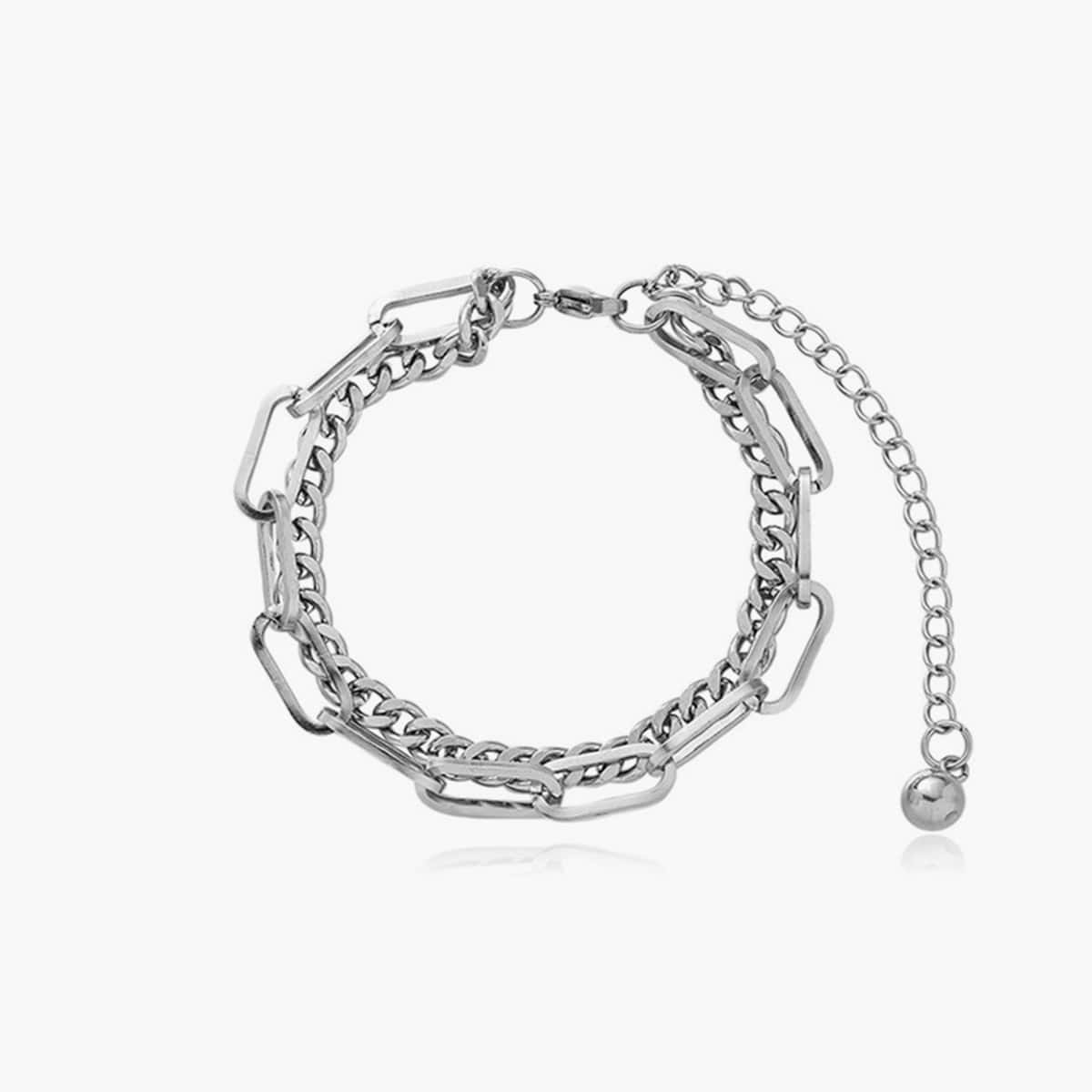 

Minimalist Layered Chain Bracelet, Silver