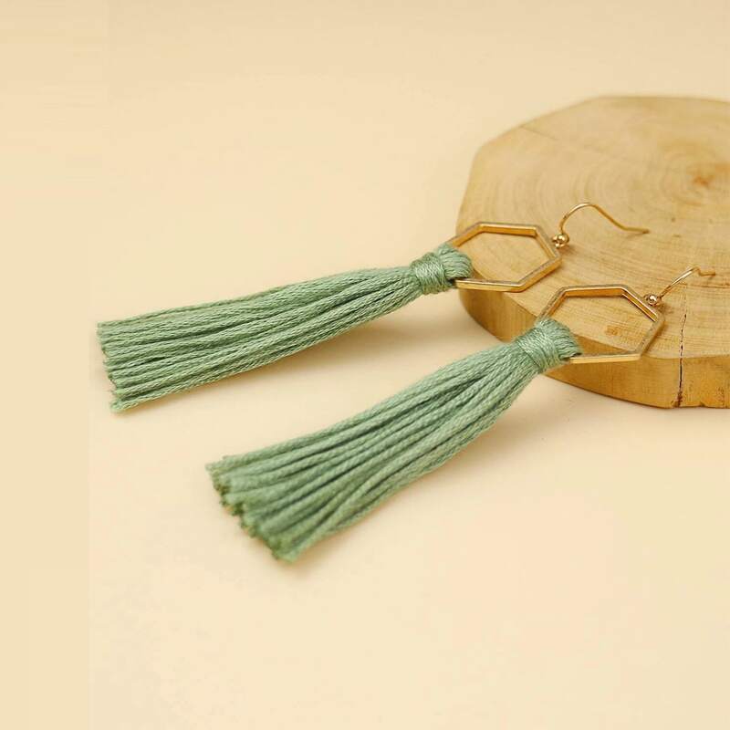

Tassel Drop Earrings, Green