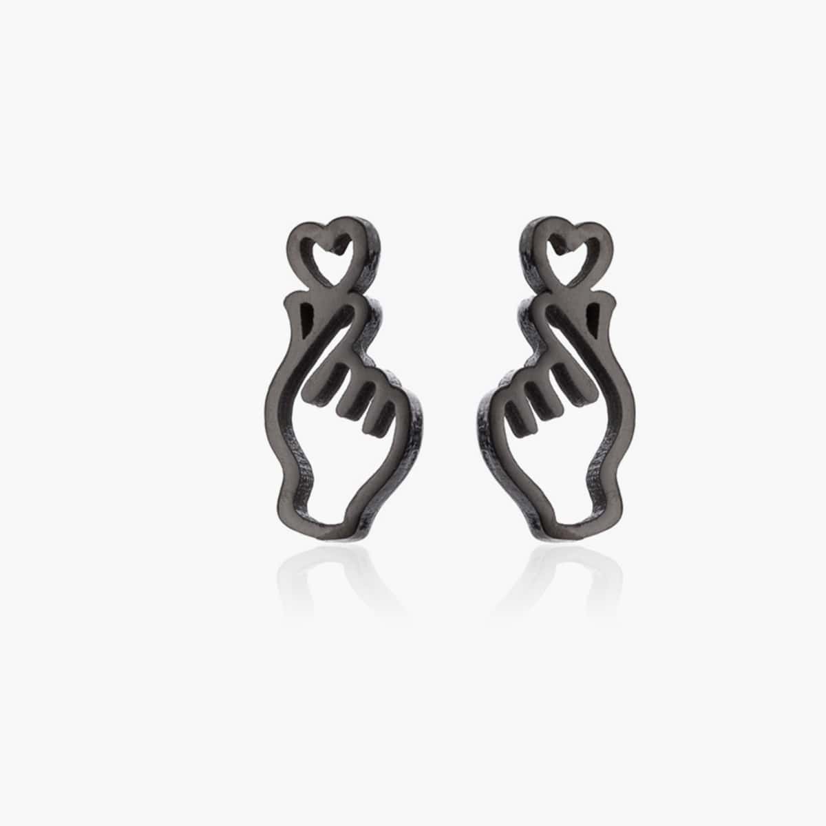

Gesture Decor Stud Earrings, Black