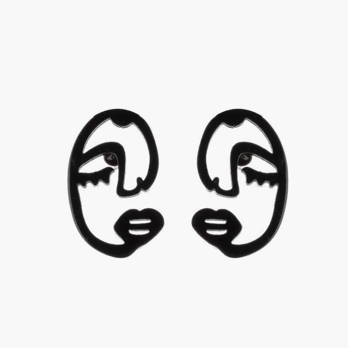 

Figure Design Stud Earrings, Black
