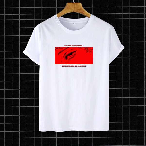 

Men Figure And Slogan Graphic Tee, White