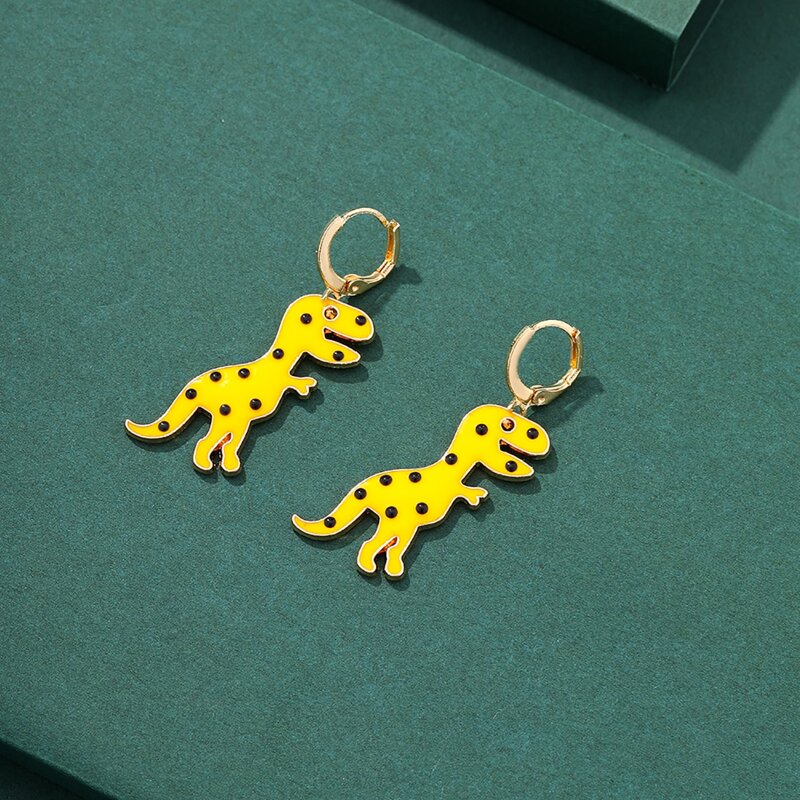 

Dinosaur Drop Earrings, Yellow