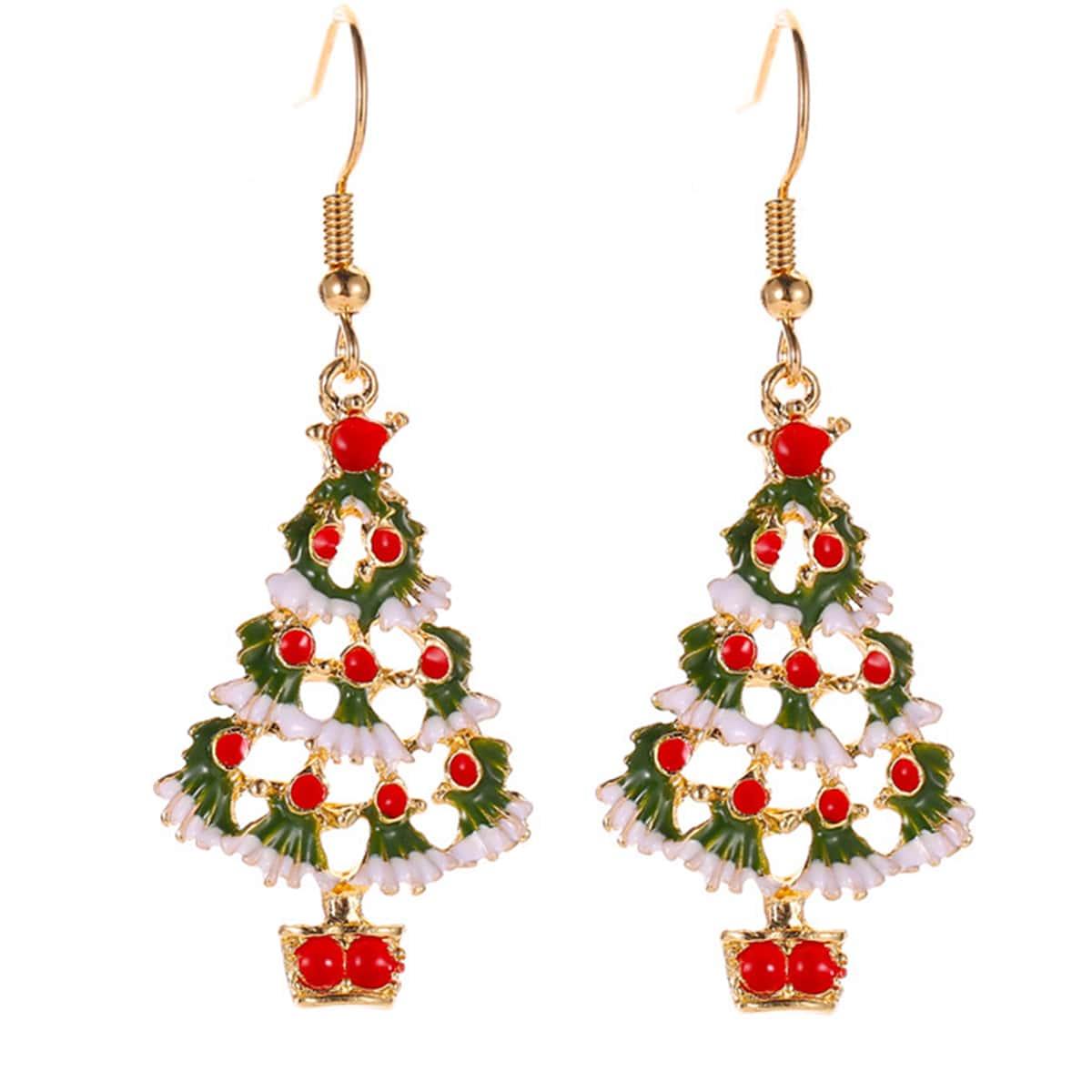 

Christmas Tree Drop Earrings, Multicolor