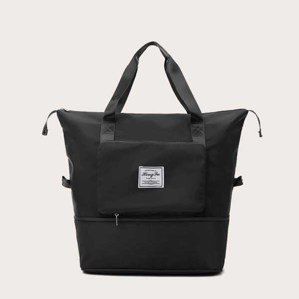 

Minimalist Pocket Front Shoulder Tote Bag, Black