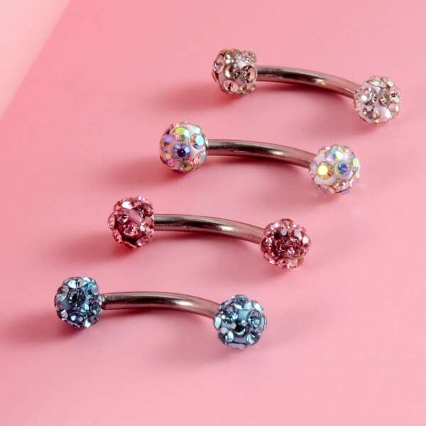

4pcs Rhinestone Decor Eyebrow Nail, Multicolor