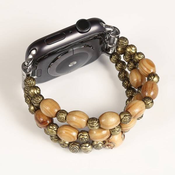 

Beaded Decor Watchband For iWatch, Khaki