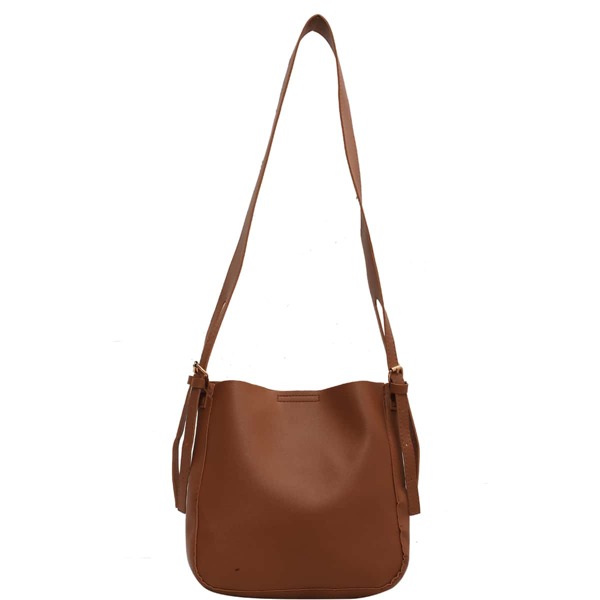 

Minimalist Crossbody Bucket Bag, Brown