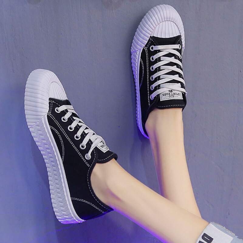 

Lace Up Front Canvas Shoes, Black