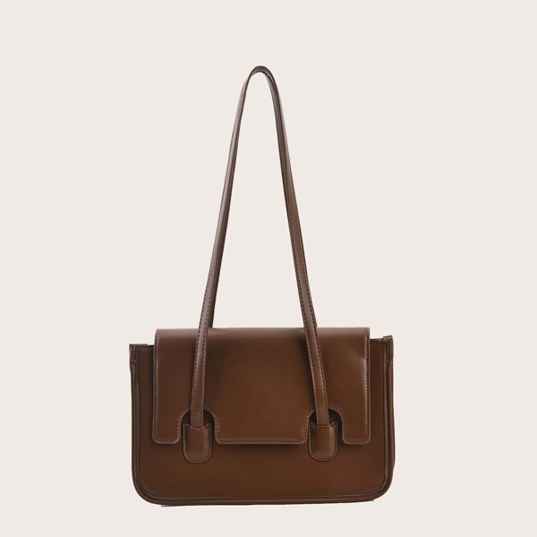 

Minimalist Flap Tote Bag, Coffee brown