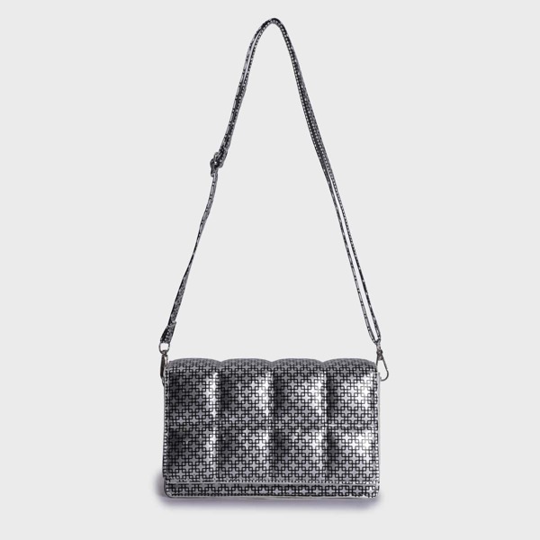 

Metallic Flap Crossbody Bag, Silver