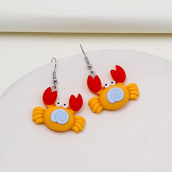 

Crab Decor Drop Earrings, Orange