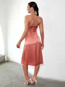 Crisscross Back Satin Cami Dress