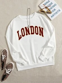 Áo nỉ Đồ họa Chữ cái - trắng - Xem 1