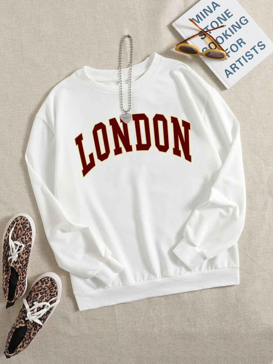 Áo nỉ Đồ họa Chữ cái - trắng - Xem 1