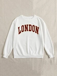 Áo nỉ Đồ họa Chữ cái - trắng - Xem 5