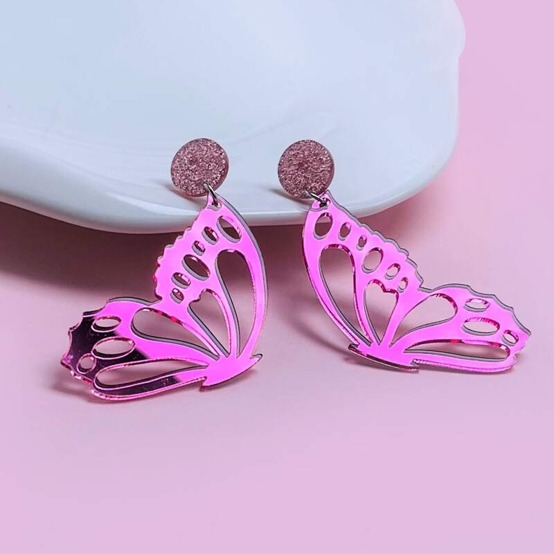 

Butterfly Drop Earrings, Purple