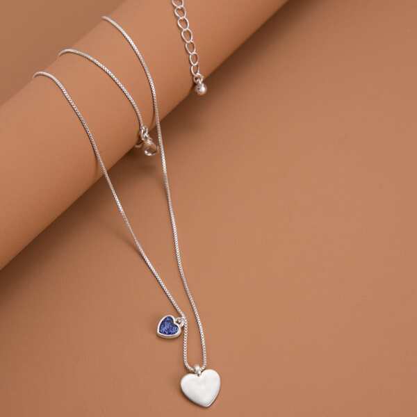 

Heart Charm Necklace, Silver
