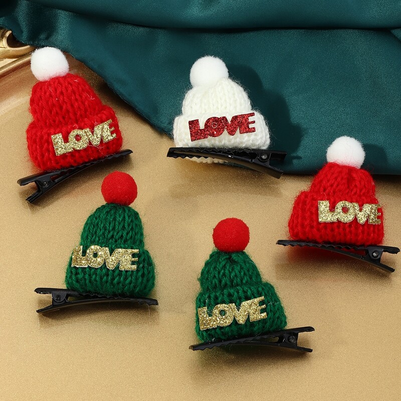 

5pcs Christmas Hat Decor Hair Clip, Multicolor
