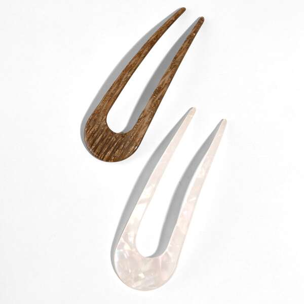 

2pcs Simple Hair Pin, Multicolor