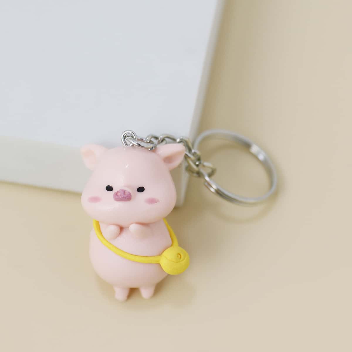 

Cartoon Animal Charm Keychain, Pink