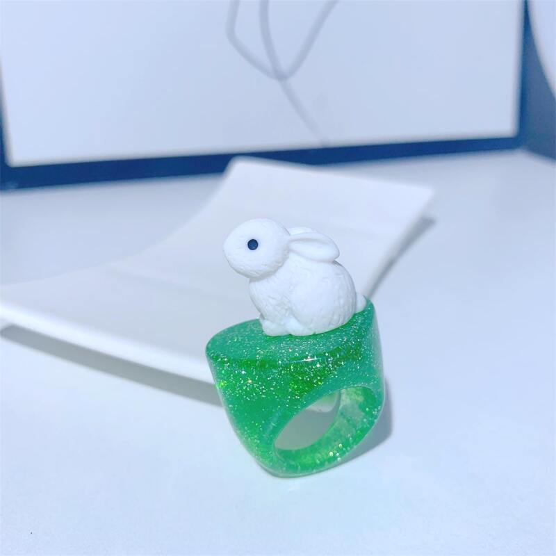 

Rabbit Decor Ring, Green