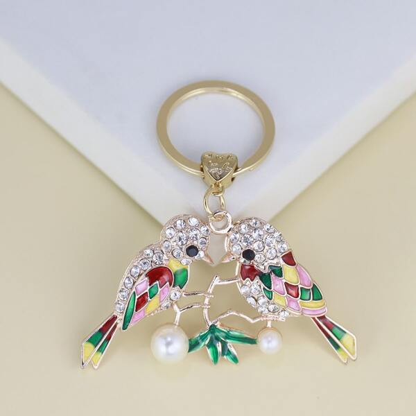 

Rhinestone Bird Charm Keychain, Multicolor